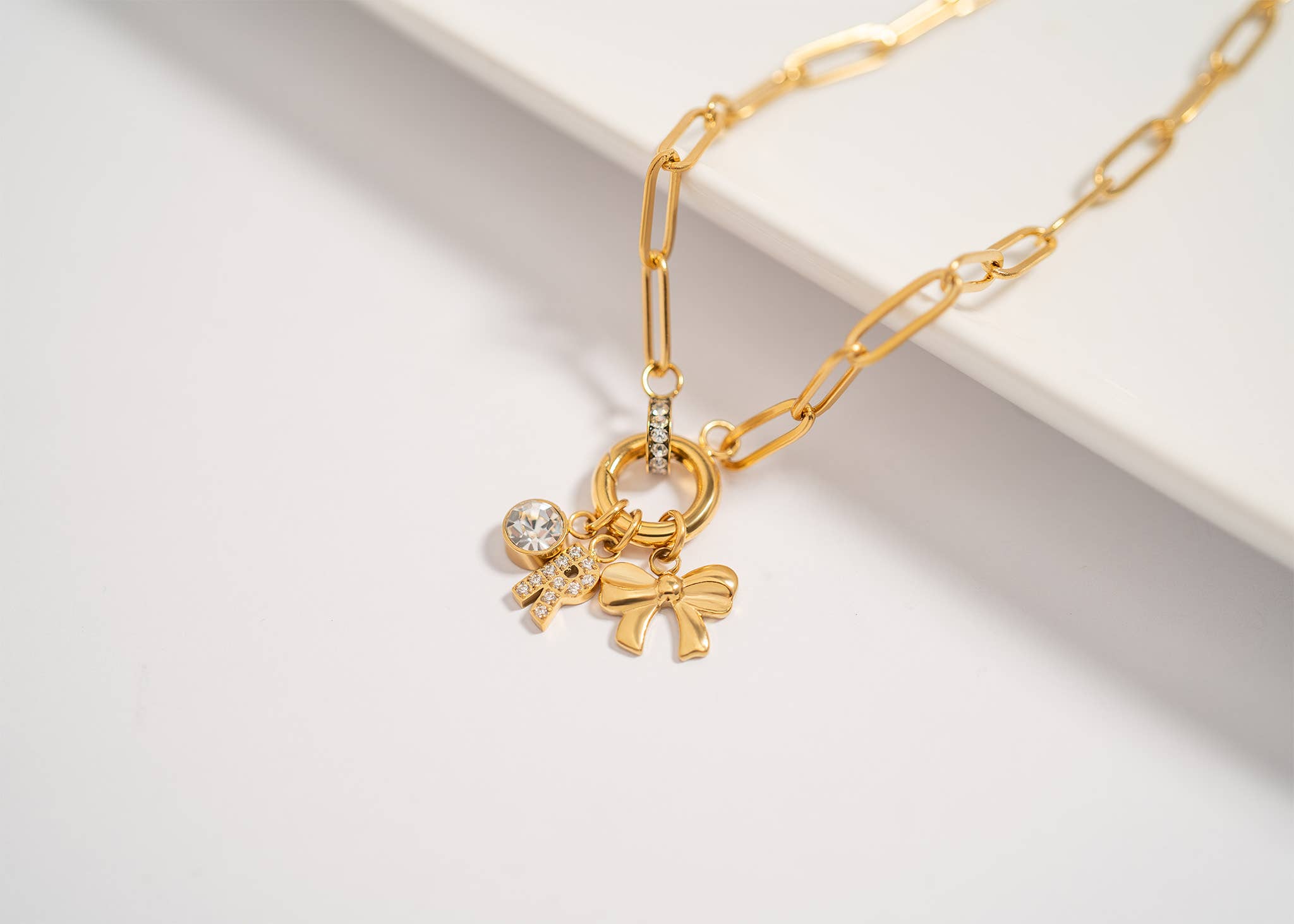 Paperclip Rhinestone Necklace