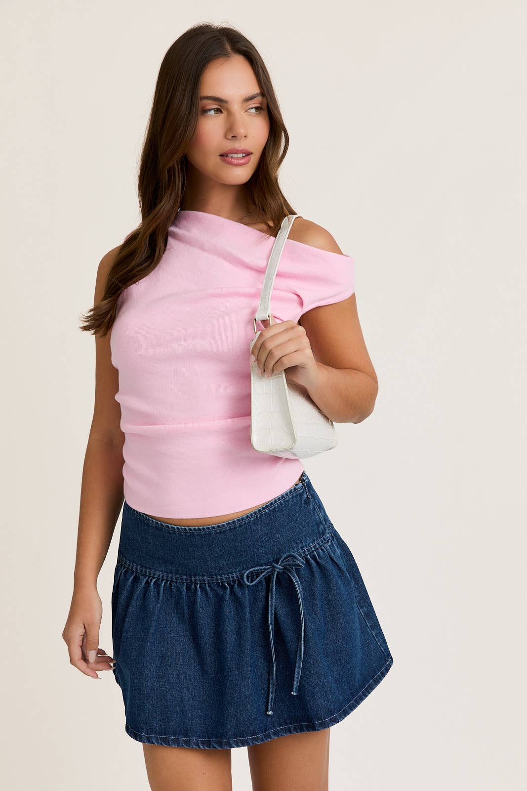 ASYMMETRICAL NECK SWEATER TOP