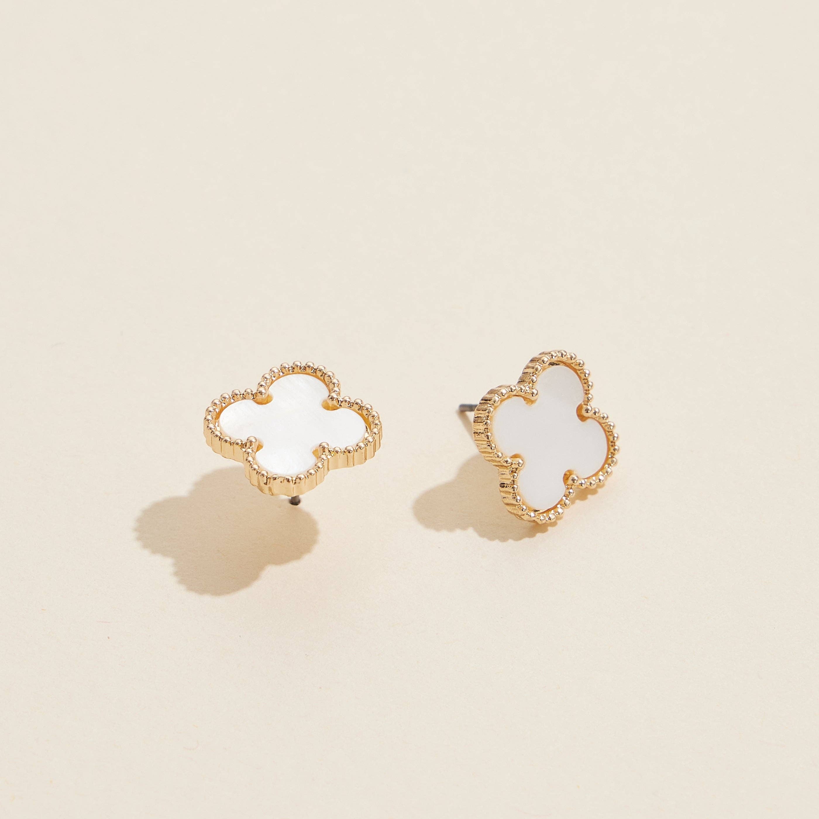 Enamel Quatrefoil Stud Earrings