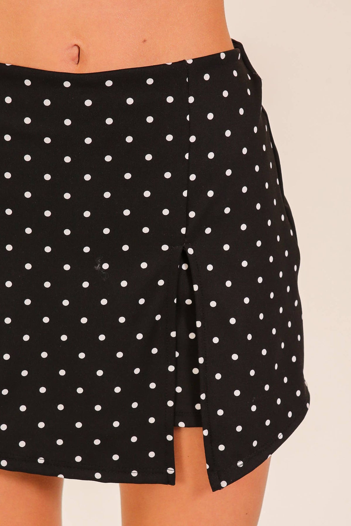 Polka Dot Front Slit Skort
