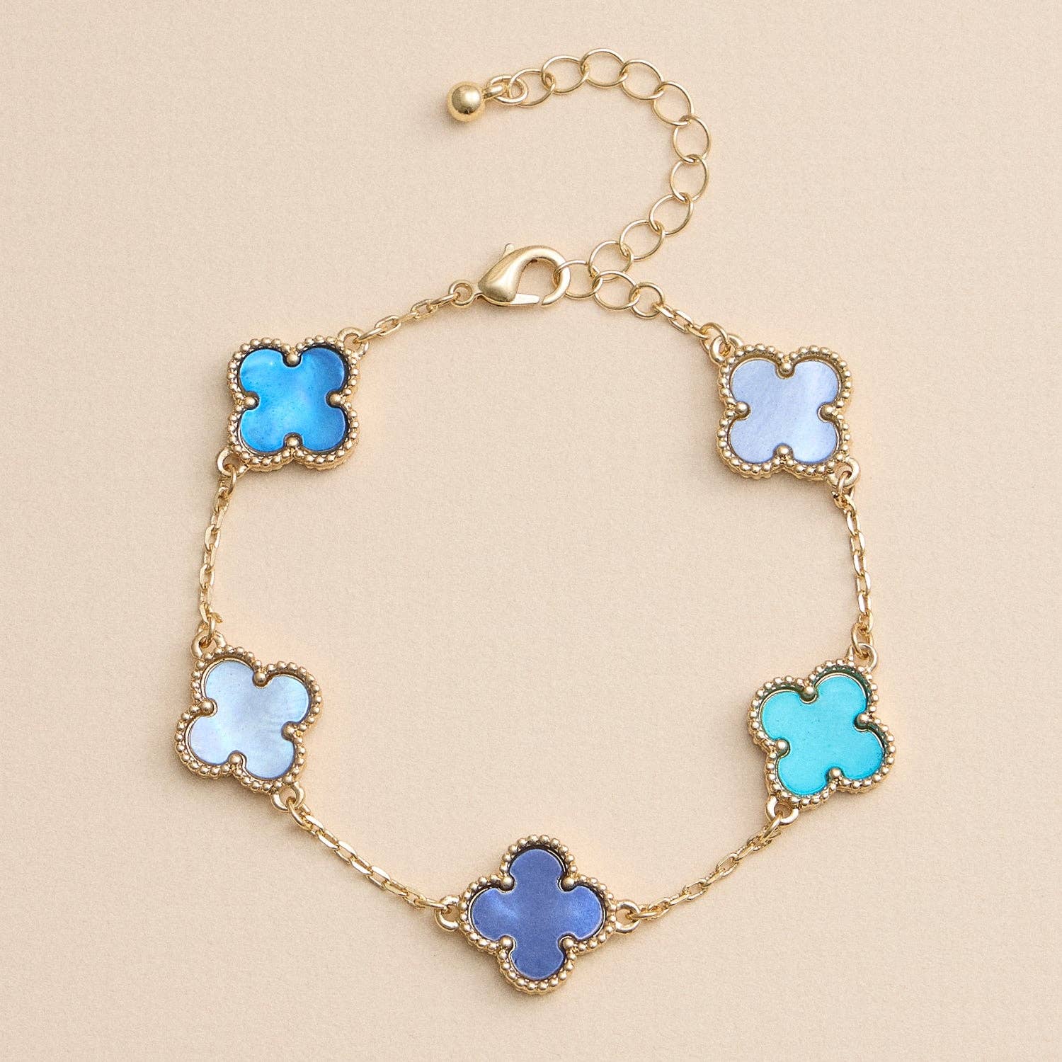 Multicolor Shell Charm Bracelet with Gold Accents