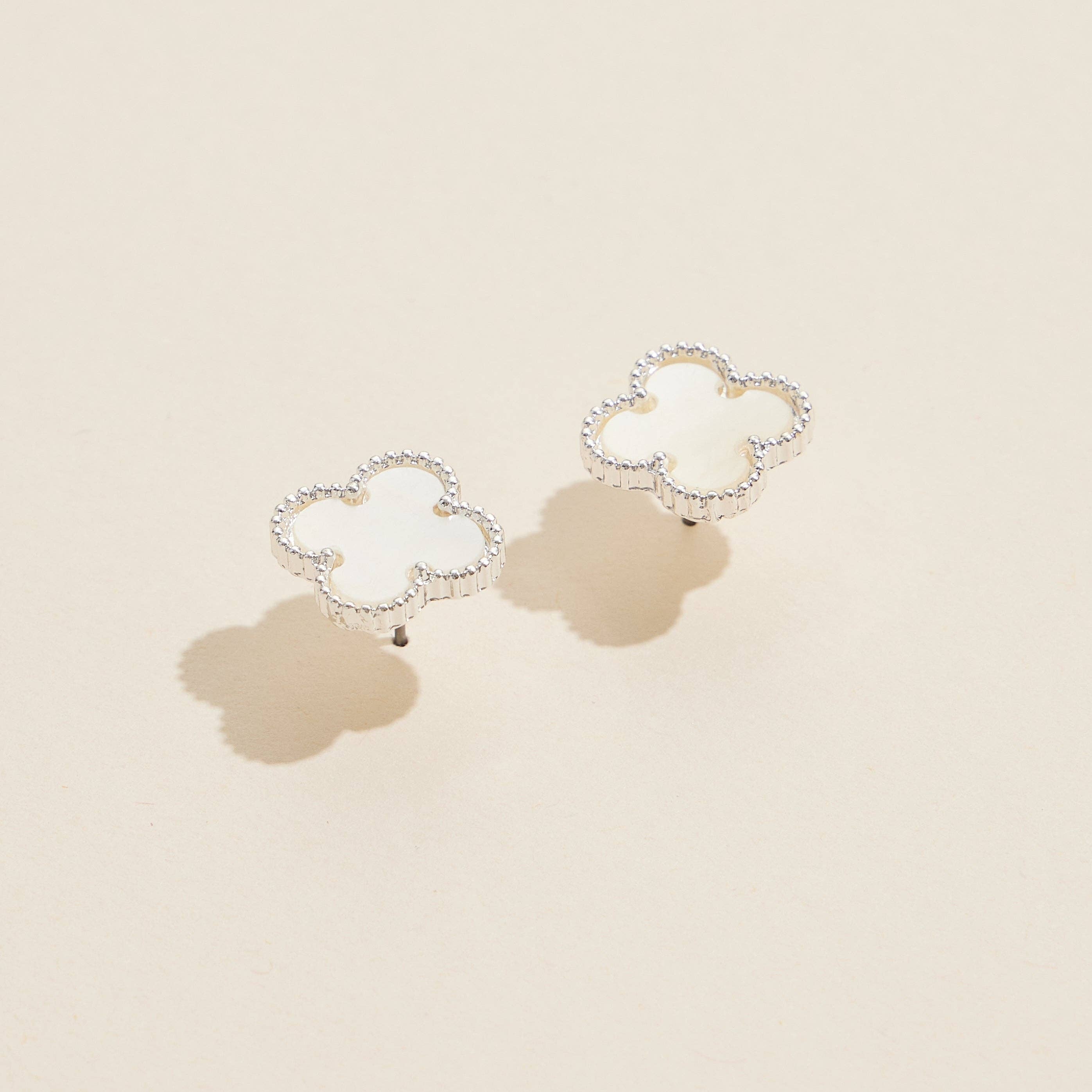 Enamel Quatrefoil Stud Earrings