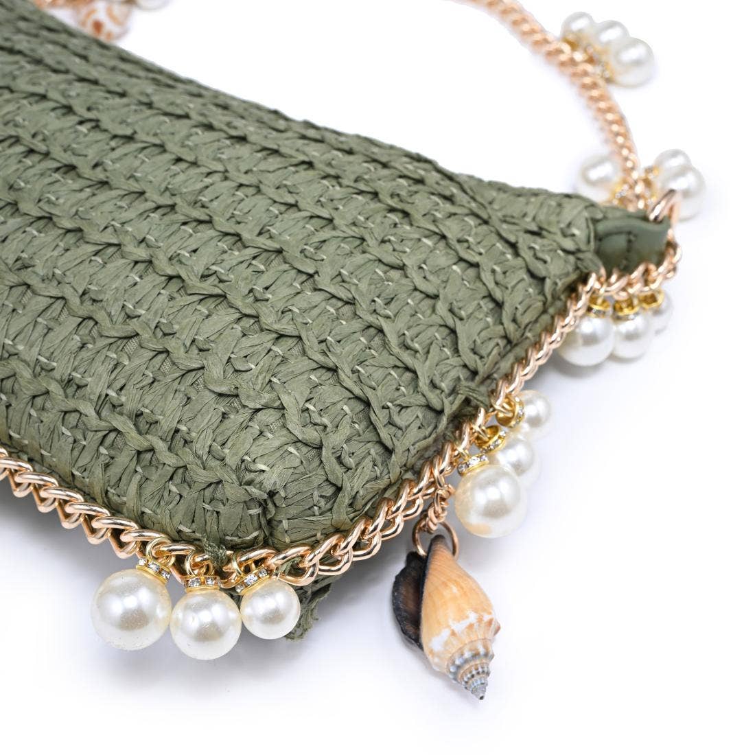 Steph Seasonal Seashell Straw Bag Evening Bag