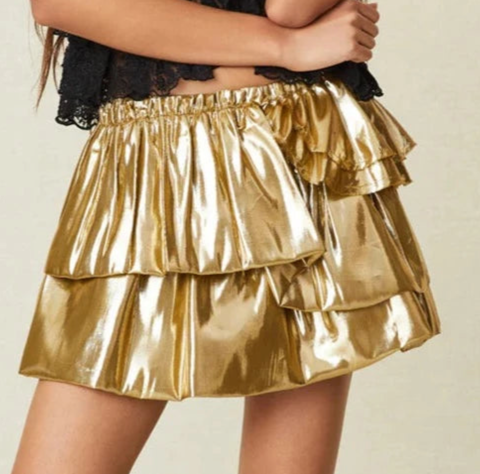 Love Shack Fancy Winnett Skirt in Gold