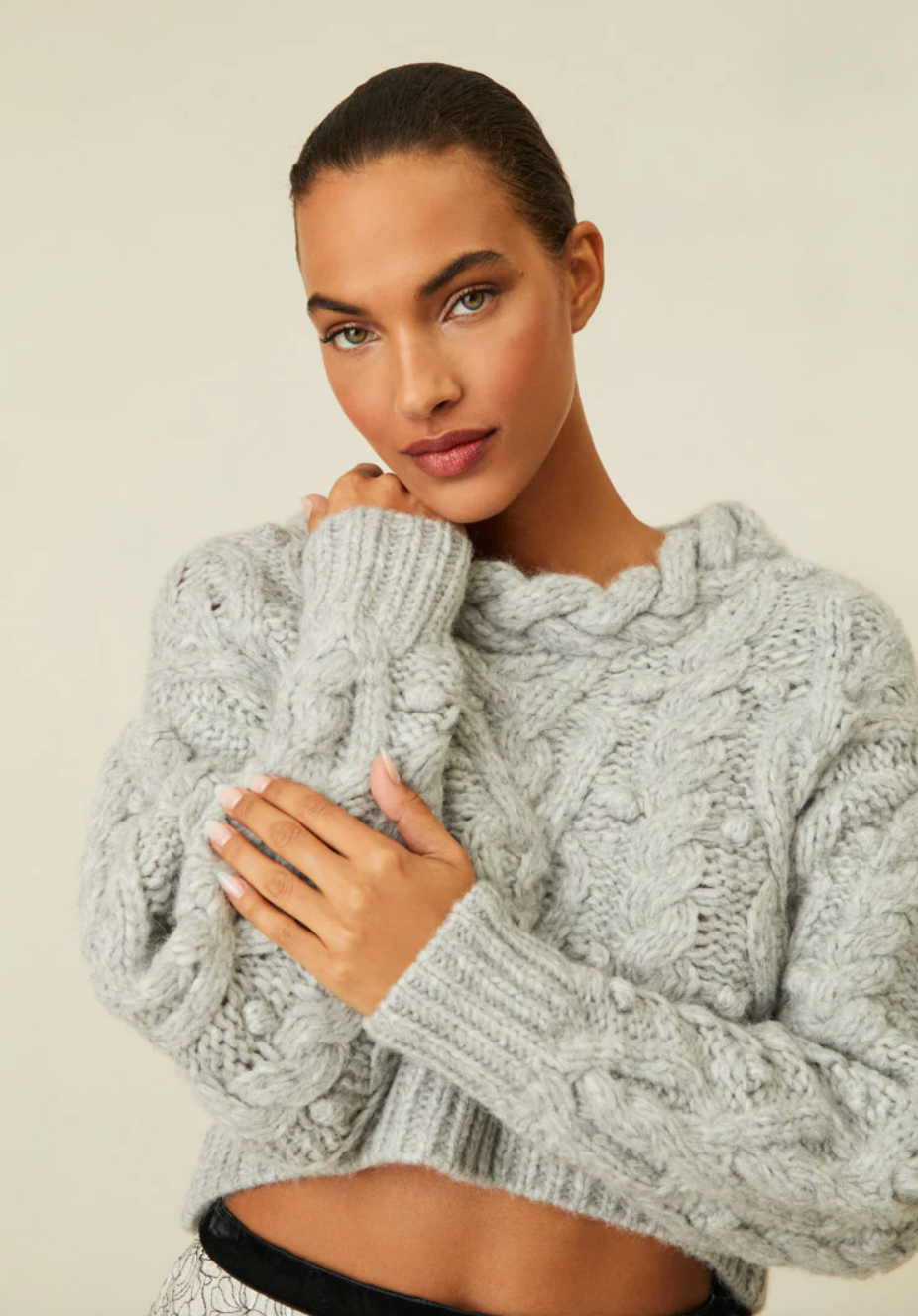 Love Shack Fancy Galiona Sweater in Grey