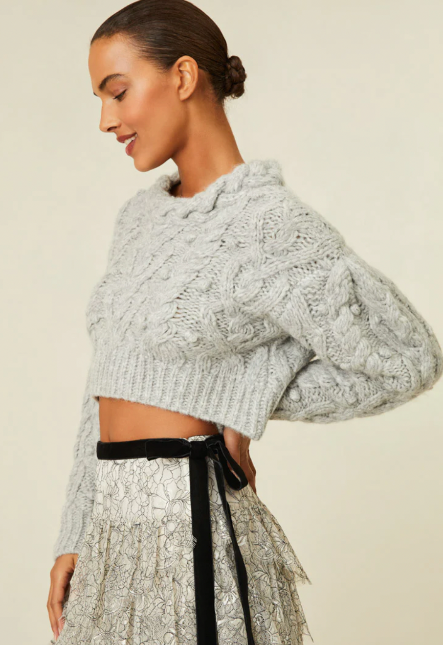 Love Shack Fancy Galiona Sweater in Grey