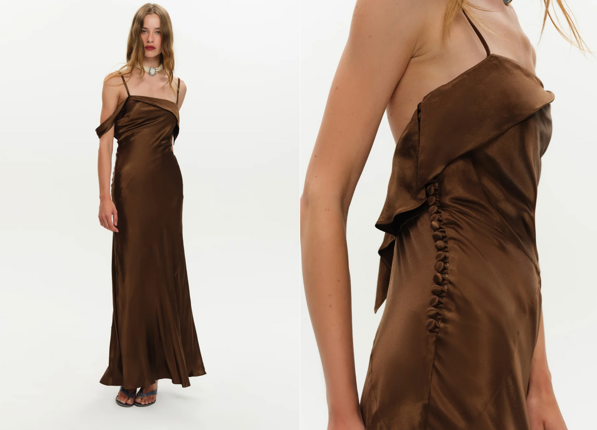 Brown Jewel Maxi Dress