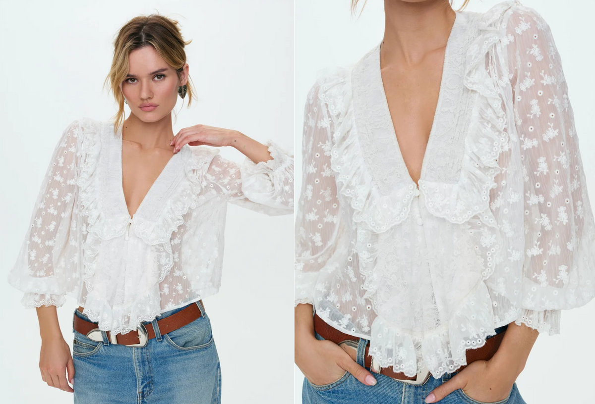 Cream Hamptons Eyelet Blouse
