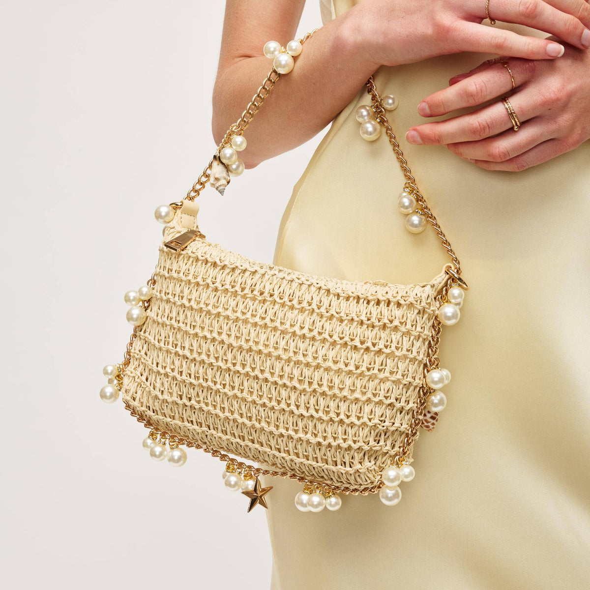 Steph Seasonal Seashell Straw Bag Evening Bag
