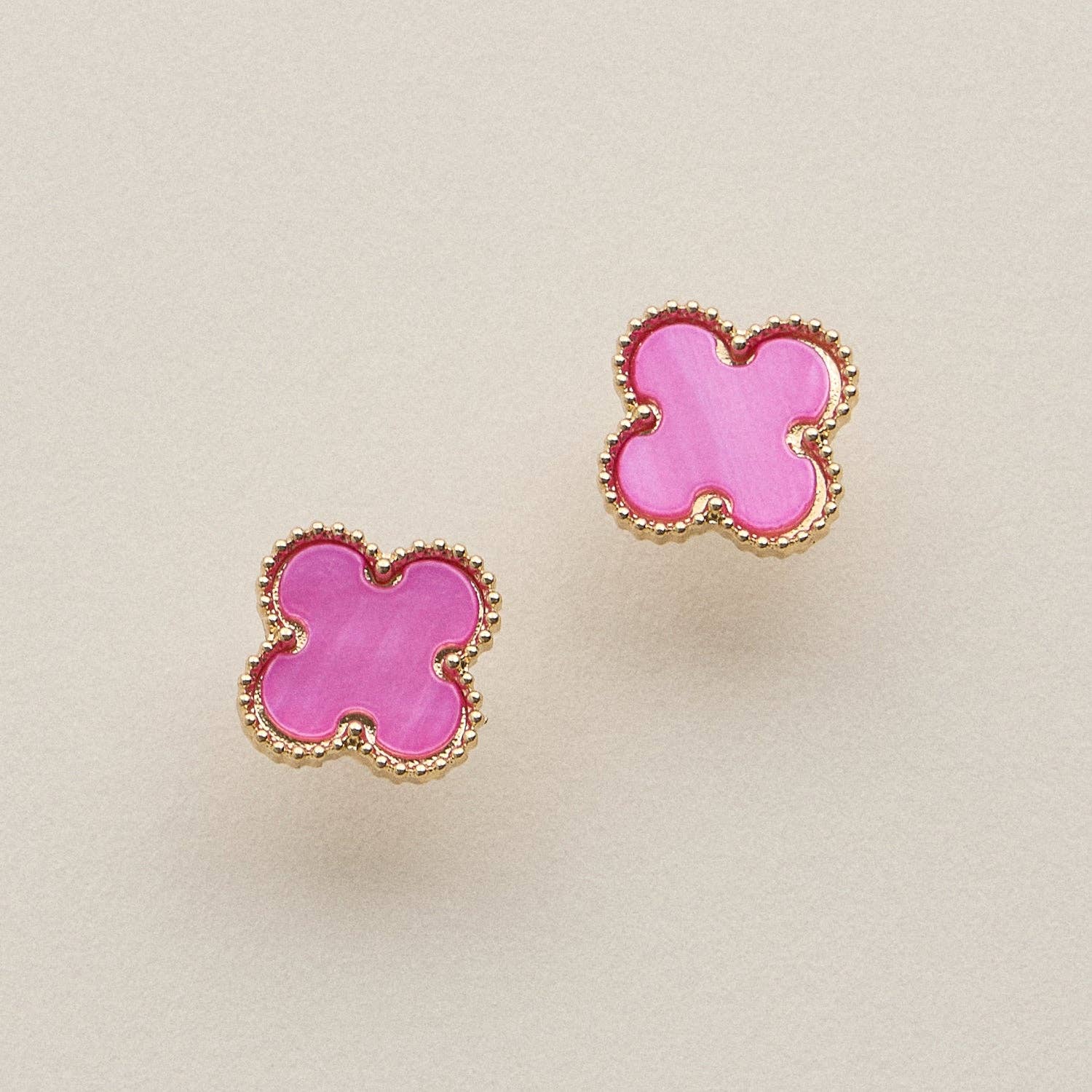 Enamel Quatrefoil Stud Earrings