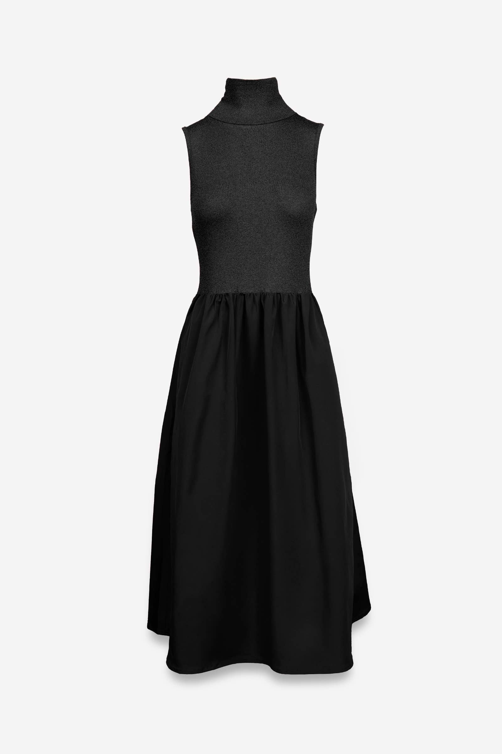Sleeveless Mock Neck Midi Dress