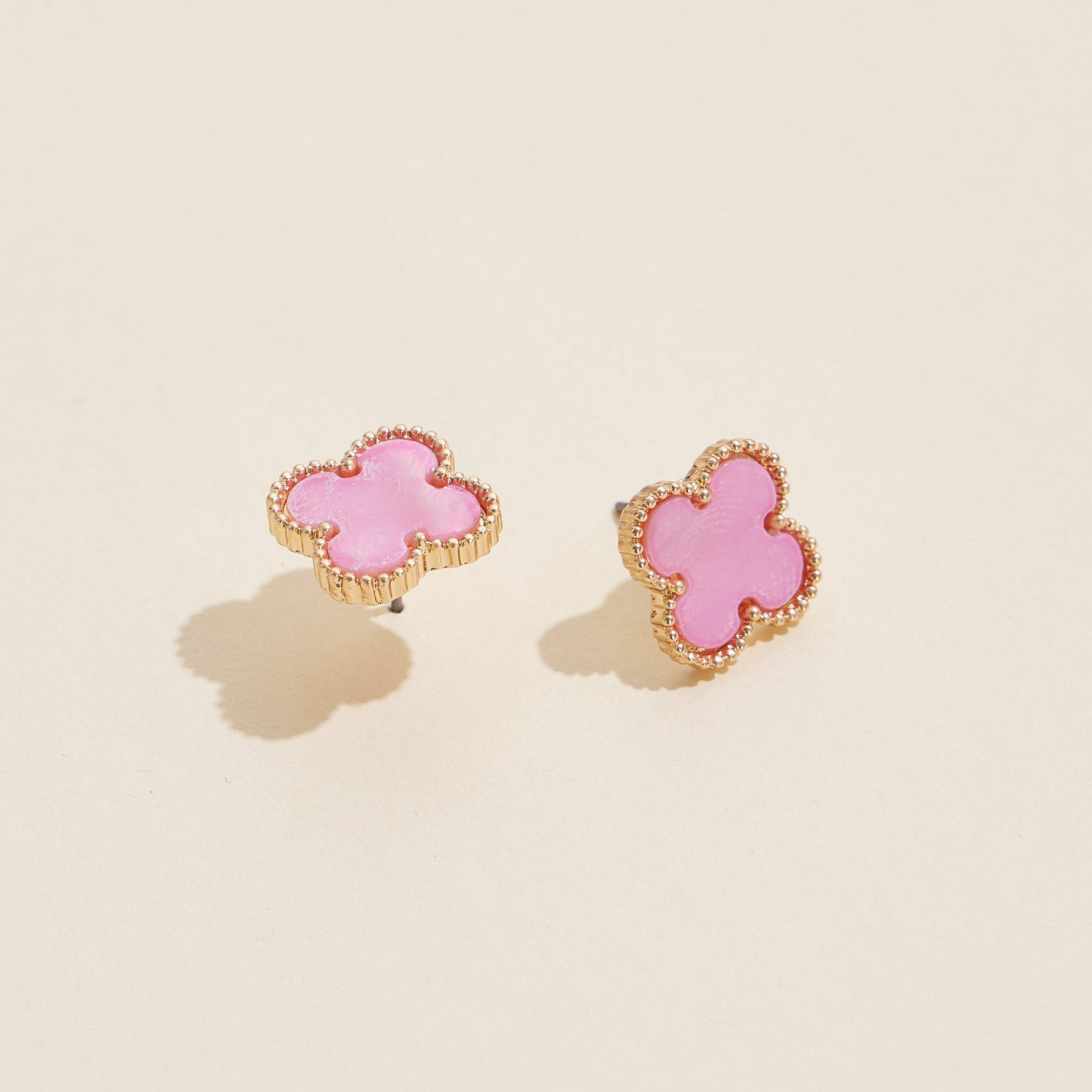 Enamel Quatrefoil Stud Earrings