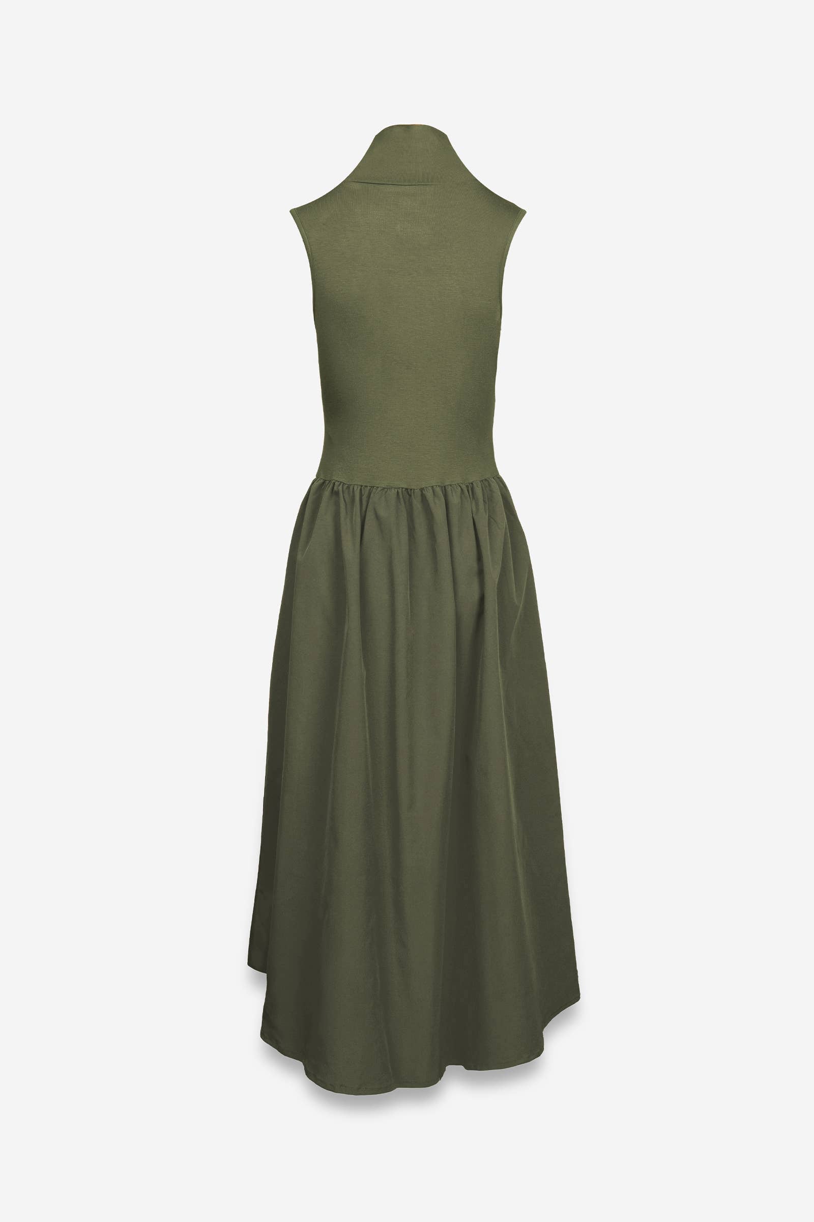 Sleeveless Mock Neck Midi Dress