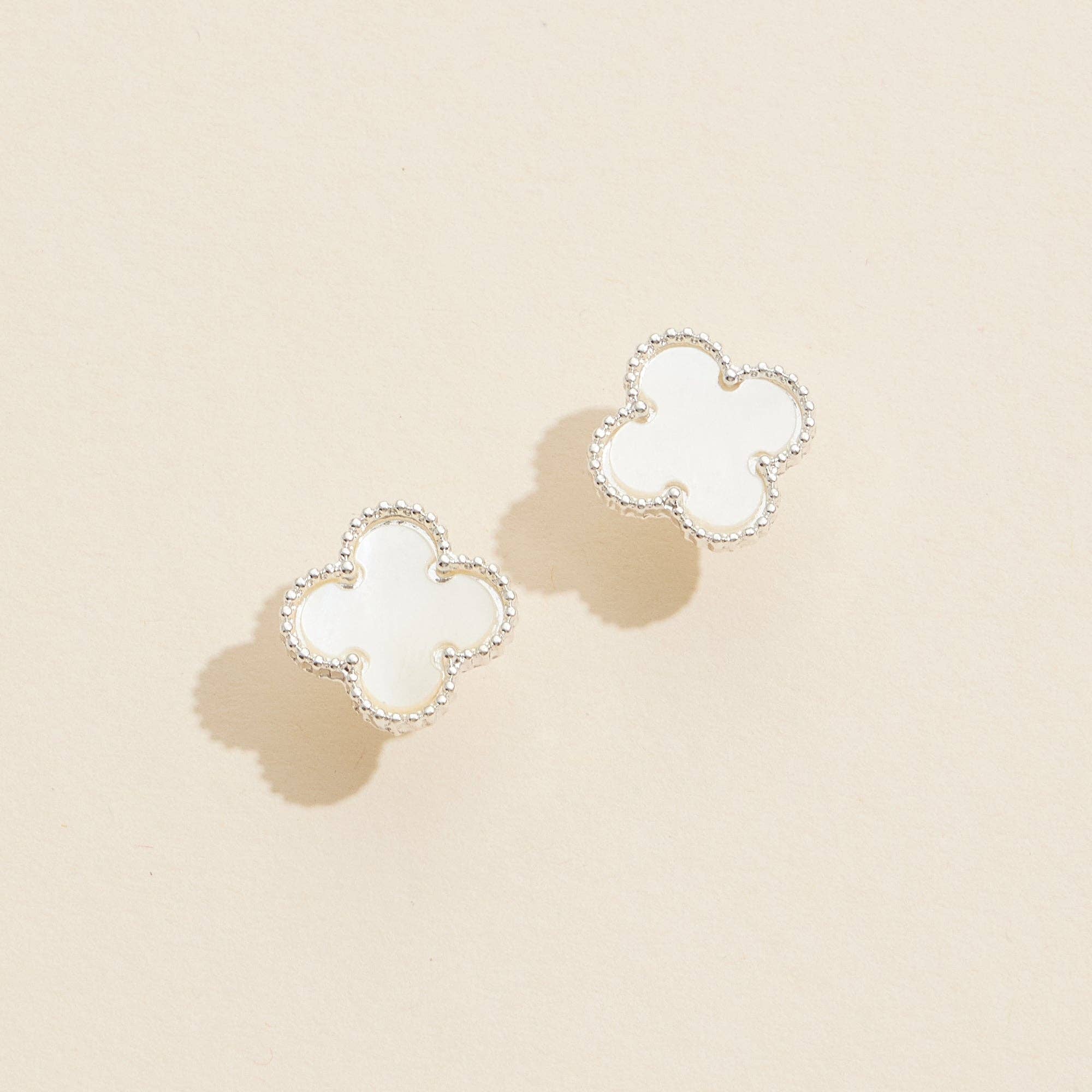 Enamel Quatrefoil Stud Earrings