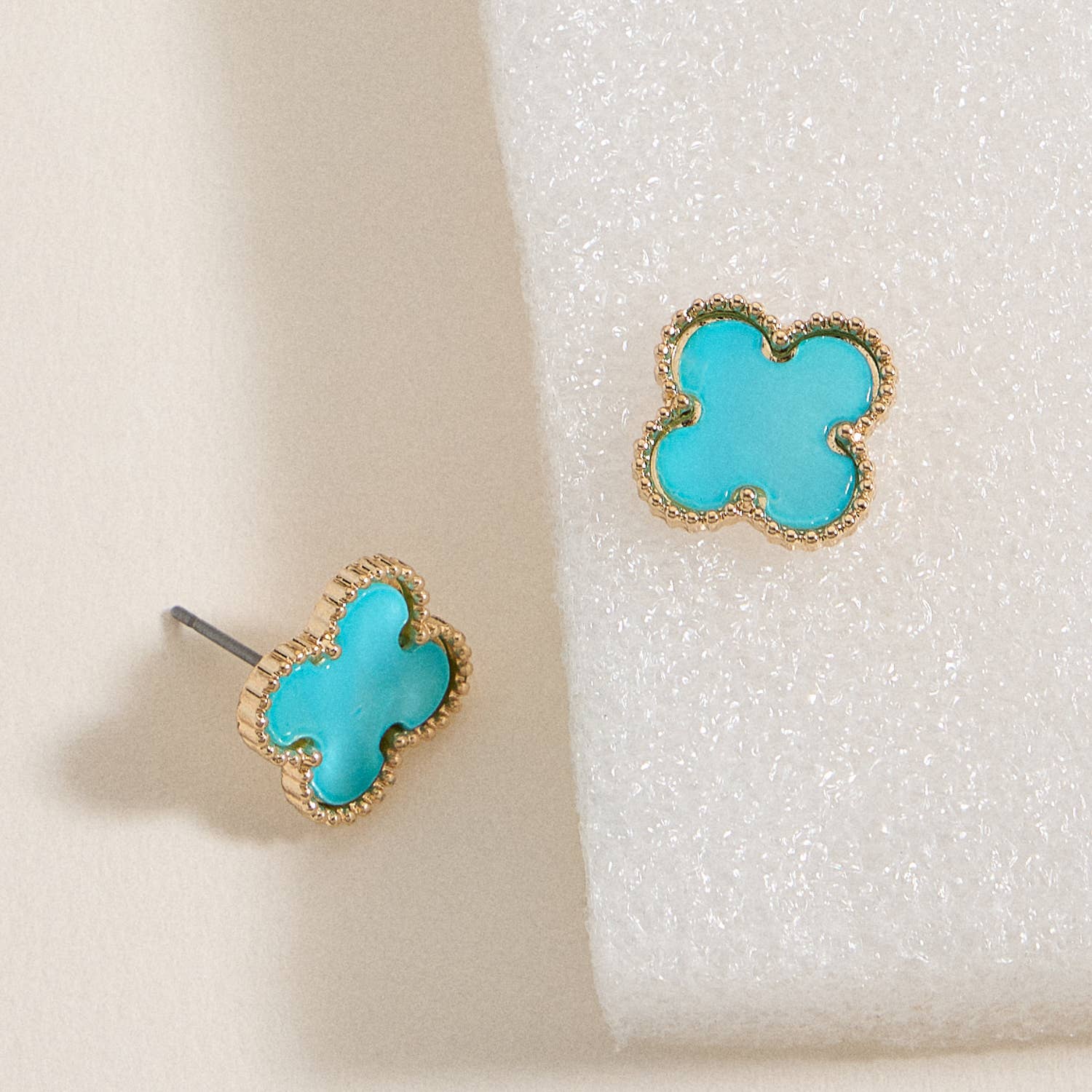 Enamel Quatrefoil Stud Earrings