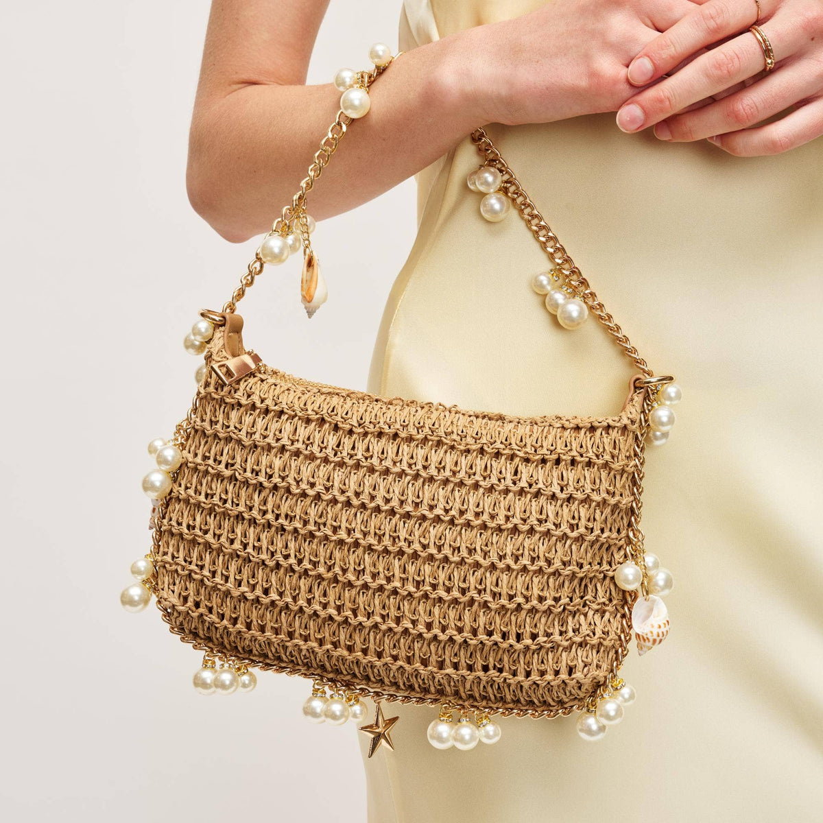Steph Seasonal Seashell Straw Bag Evening Bag