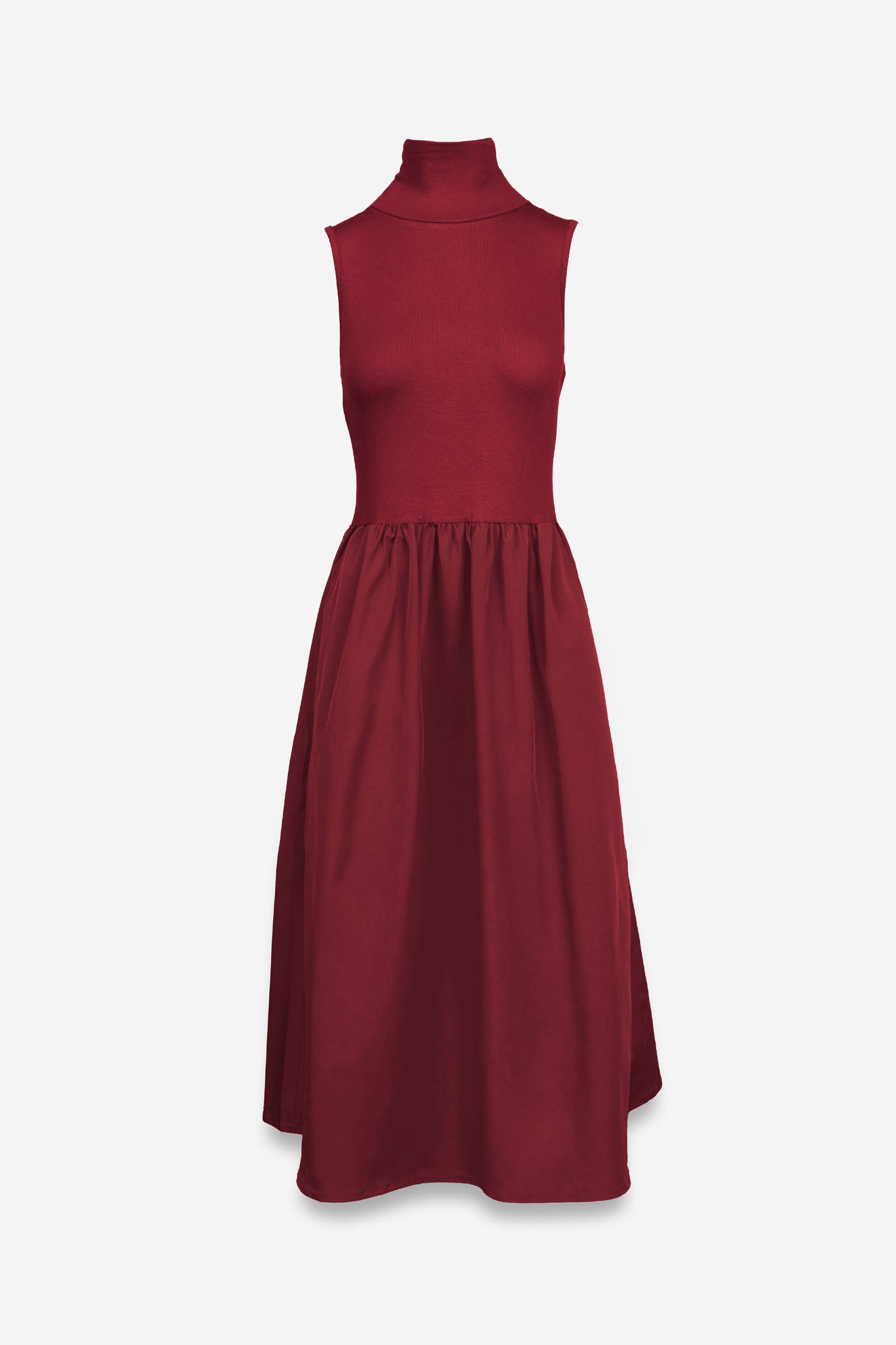 Sleeveless Mock Neck Midi Dress