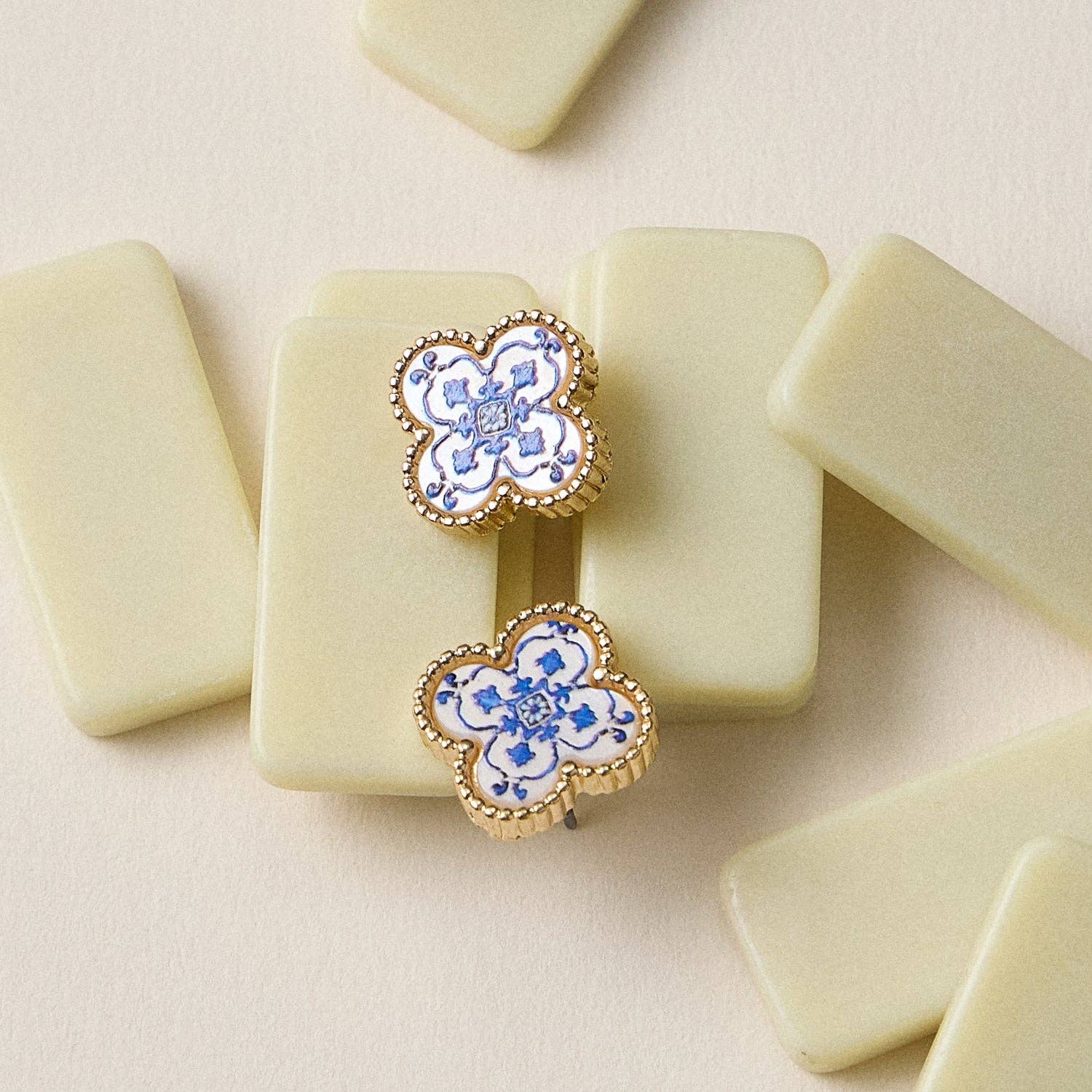 Enamel Quatrefoil Stud Earrings
