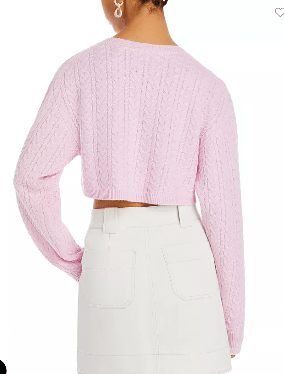 Chic Love Shack Fancy Calloway Cropped Sweater in Pale Rose featuring a stylish design and soft fabric, perfect for layering over dresses or pairing with high-waisted jeans