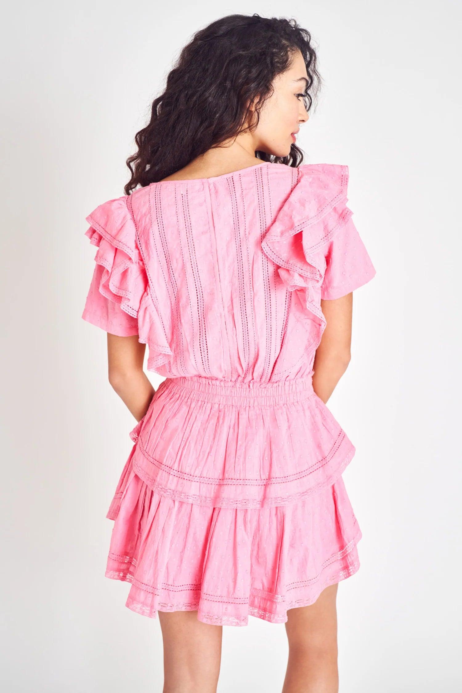 Love Shack Fancy Natasha Dress in Vivid Pink - Eye-catching and Elegant Dress with a Flattering Fit and Feminine Details, Perfect for Any Event