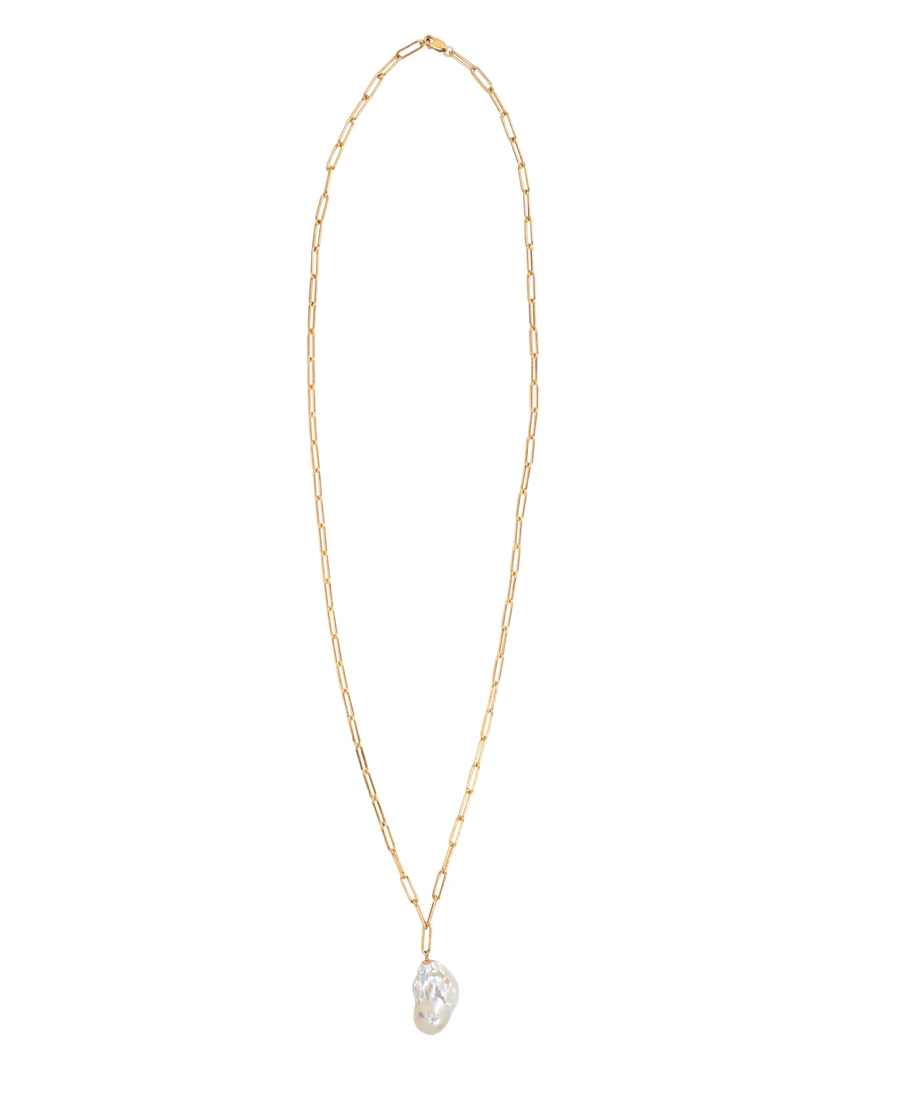 Sea Lustre Baroque Pearl & Link Necklace - Elegant Necklace Featuring Unique Baroque Pearls and Bold Chain Links, Perfect for Adding a Statement Touch