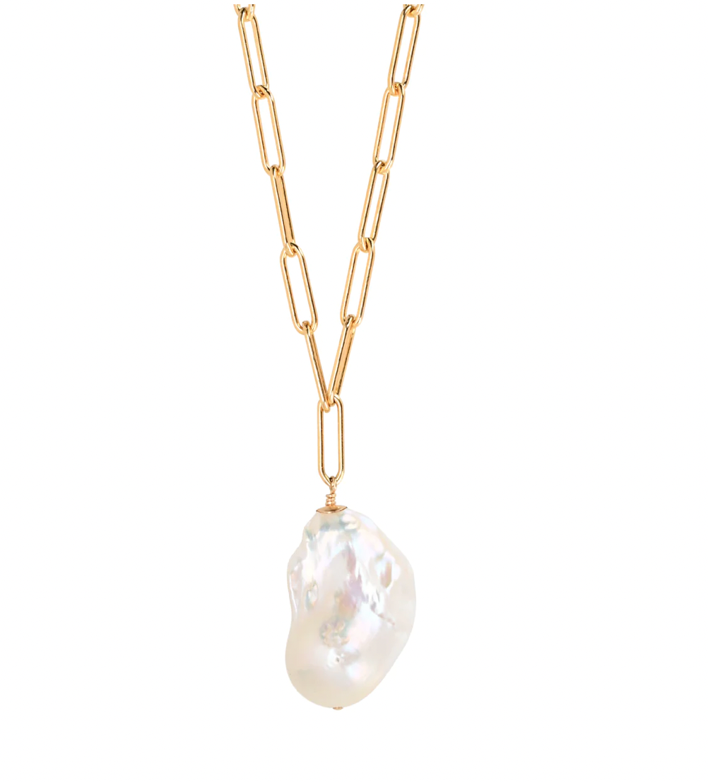 Sea Lustre Baroque Pearl & Link Necklace - Elegant Necklace Featuring Unique Baroque Pearls and Bold Chain Links, Perfect for Adding a Statement Touch