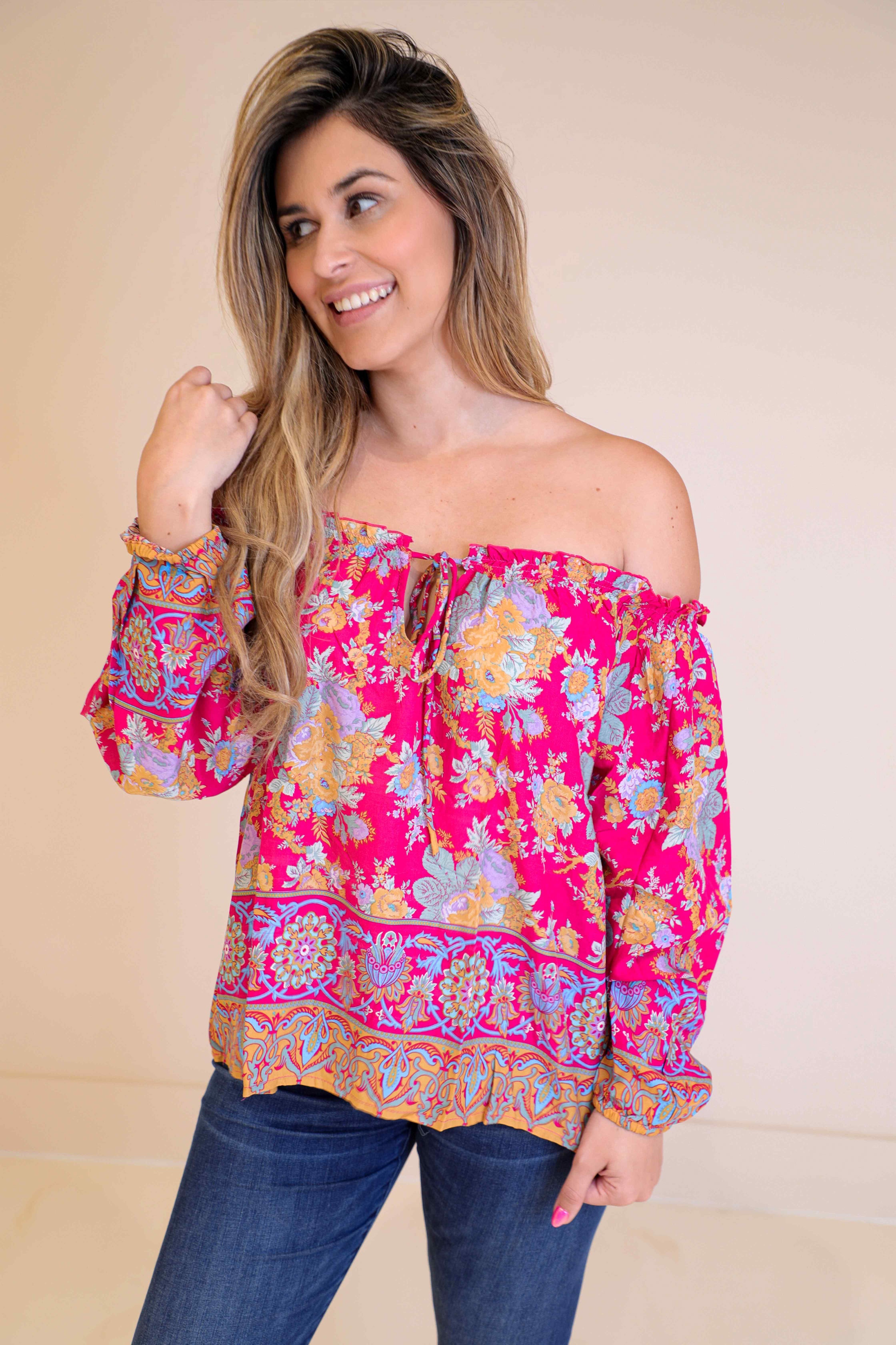 Sea Lustre Desi Top in Peony - Charming and Stylish Top in a Vibrant Peony Color, Perfect for Daytime Outings or Casual Gatherings