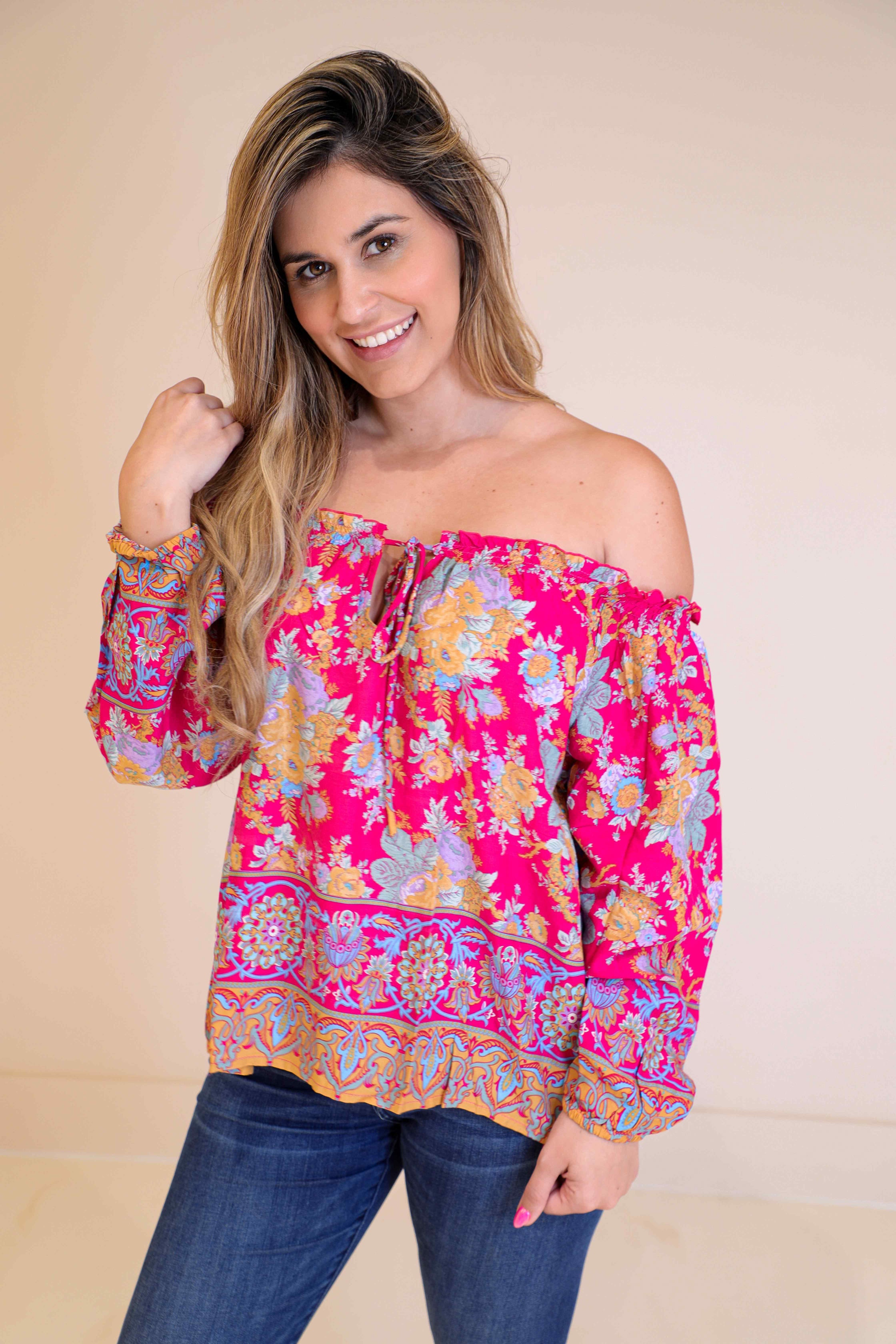 Sea Lustre Desi Top in Peony - Charming and Stylish Top in a Vibrant Peony Color, Perfect for Daytime Outings or Casual Gatherings