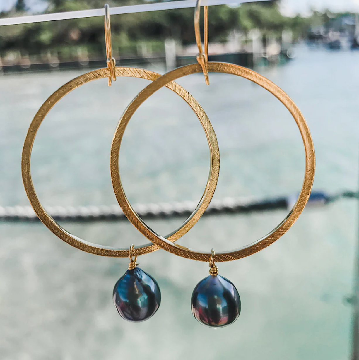 Sea Lustre Moon Hoop Earring with Tahitian Pearl in Silver - Stylish Silver Hoops Adorned with Elegant Tahitian Pearls, Perfect for a Chic and Sophisticated Look