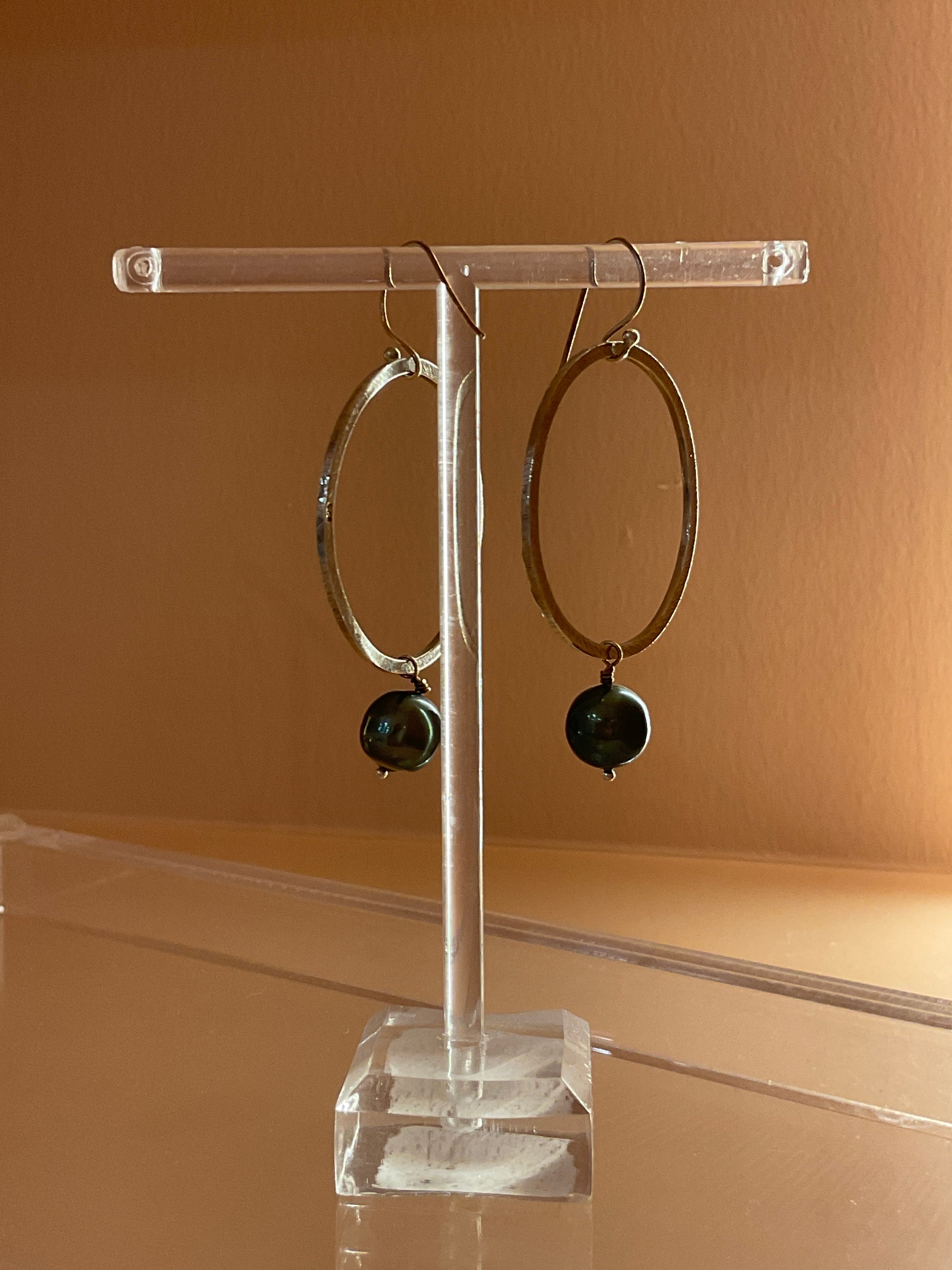 Sea Lustre Moon Hoop Earring with Tahitian Pearl in Silver - Stylish Silver Hoops Adorned with Elegant Tahitian Pearls, Perfect for a Chic and Sophisticated Look