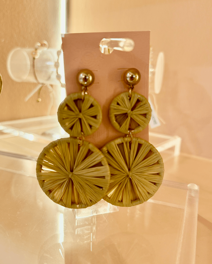 Stylish Tan Bamboo Dangle Earrings with an elegant design, perfect for adding a natural touch to any outfit