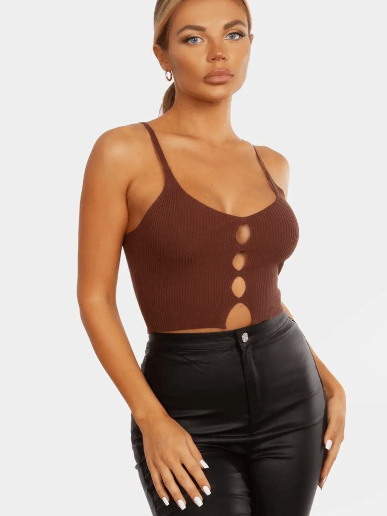 TICTOC Brown Dream Crop Top - Stylish and Comfortable Crop Top in Rich Brown, Perfect for Casual Outfits and Layering