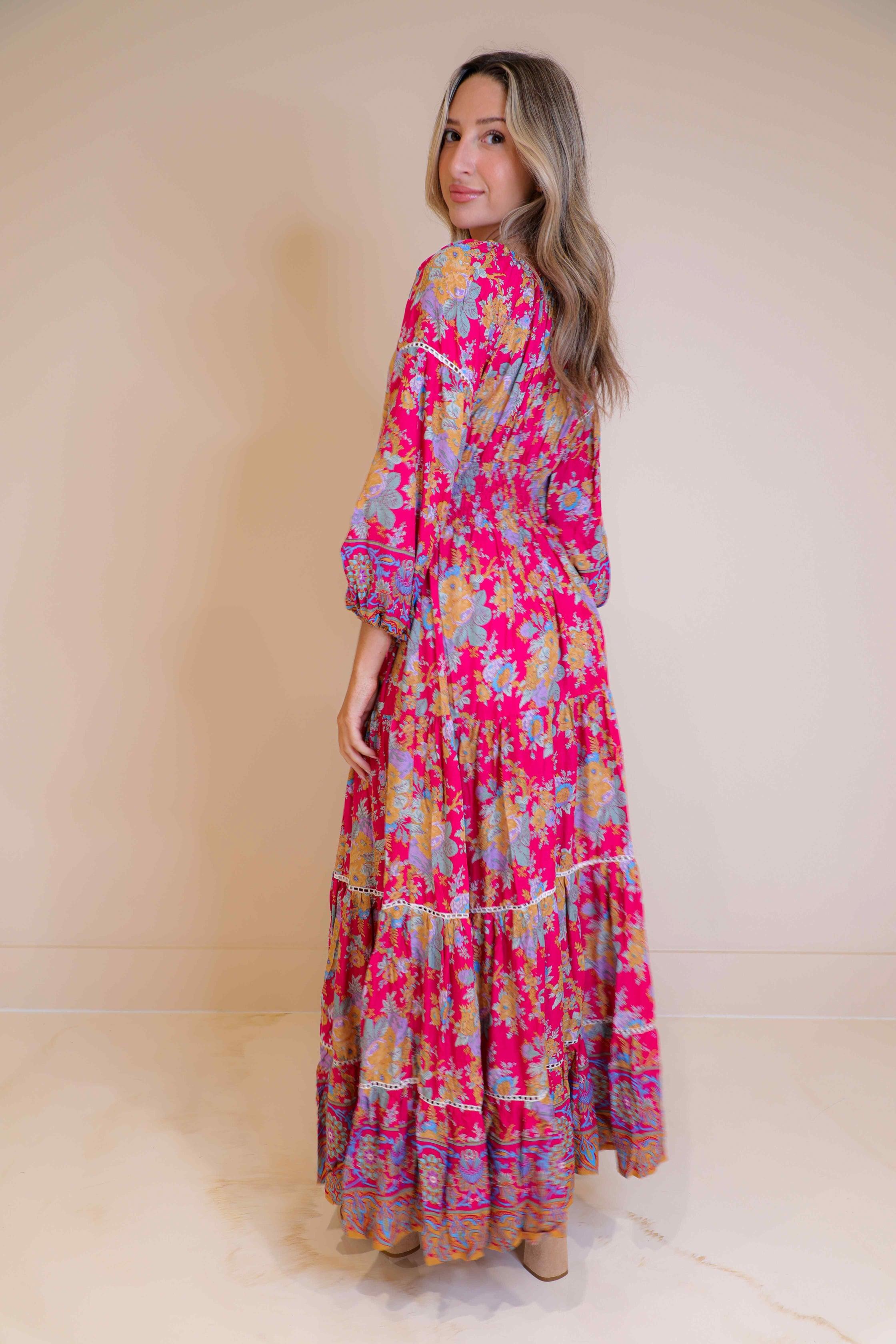 Sea Lustre Ella Maxi Dress in Peony - Stunning and Flowy Maxi Dress in a Vibrant Peony Color, Ideal for Elegant Summer Outings