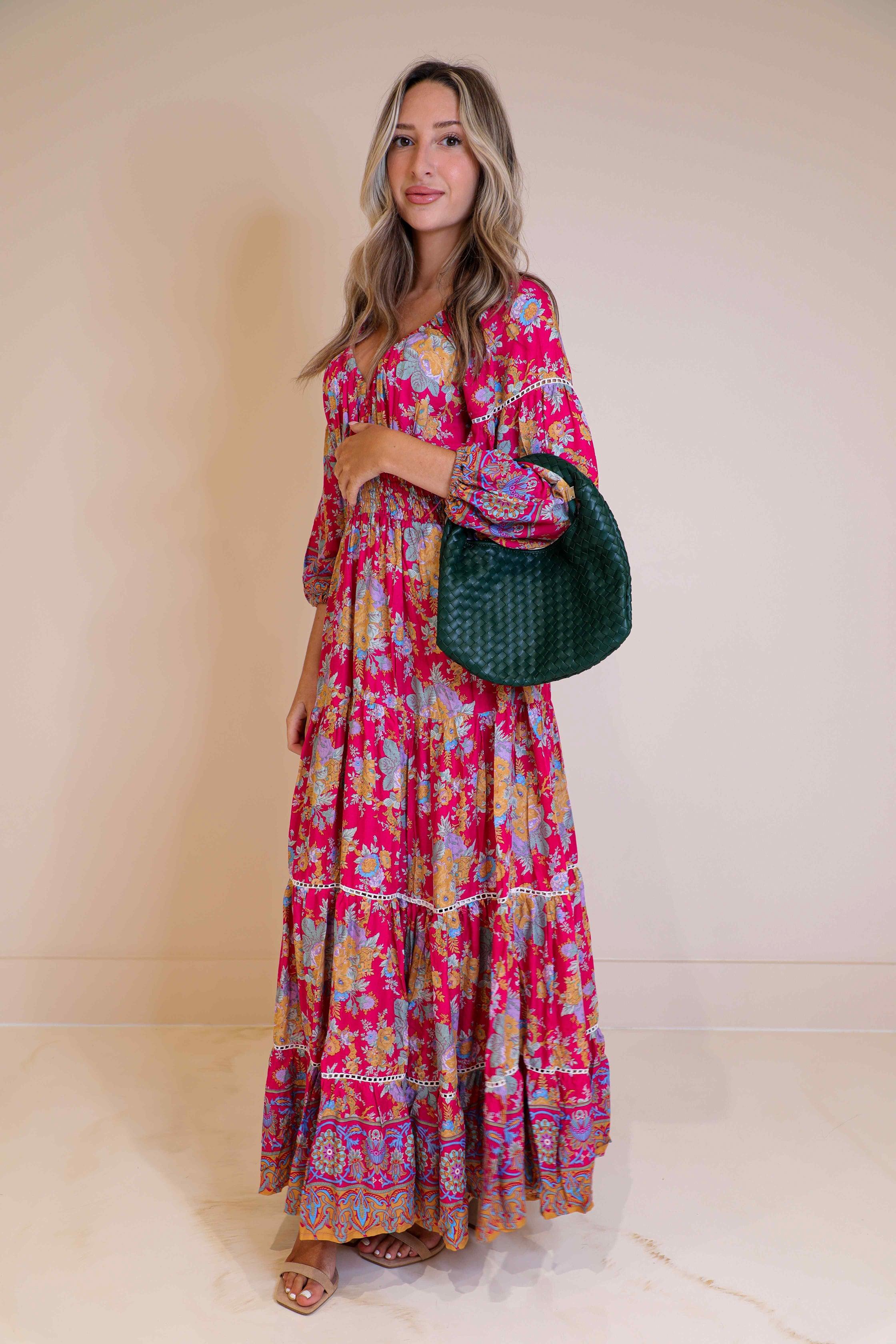 Sea Lustre Ella Maxi Dress in Peony - Stunning and Flowy Maxi Dress in a Vibrant Peony Color, Ideal for Elegant Summer Outings